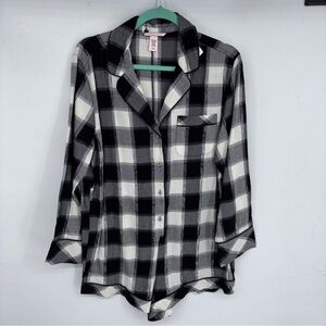 Victoria's Secret Black and White Plaid Pajama Romper